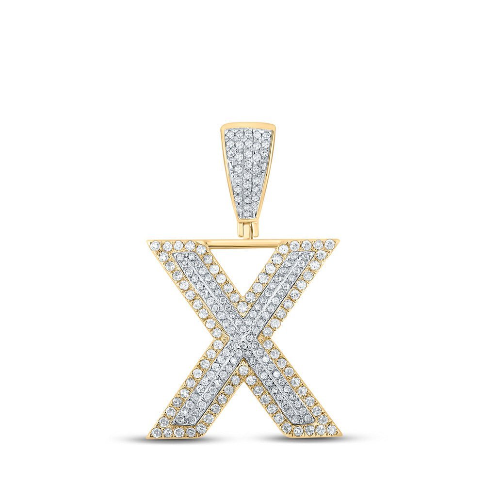 14kt Two - tone Gold Men's Diamond X Initial Letter Charm Pendant - 7/8 Cttw | Splendid Jewellery - Splendid Jewellery
