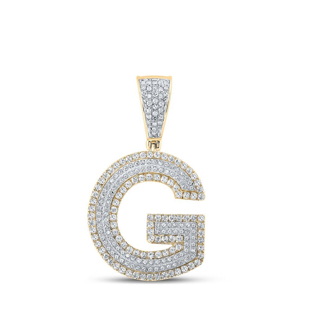 14kt Two - tone Gold Men's Round Diamond G Initial Letter Charm Pendant - 7/8 Cttw | Splendid Jewellery - Splendid Jewellery