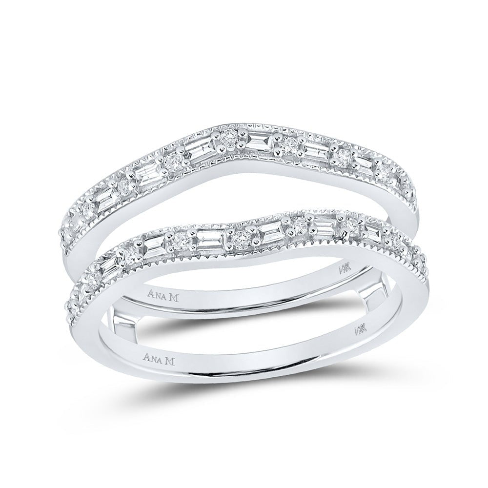 14kt White Gold Baguette and Round Diamond Wrap Enhancer Wedding Band - Splendid Jewellery