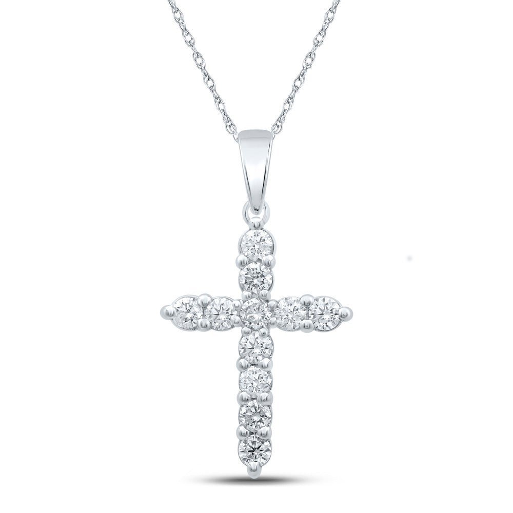 14kt White Gold Dazzling Diamond Cross Pendant - Splendid Jewellery