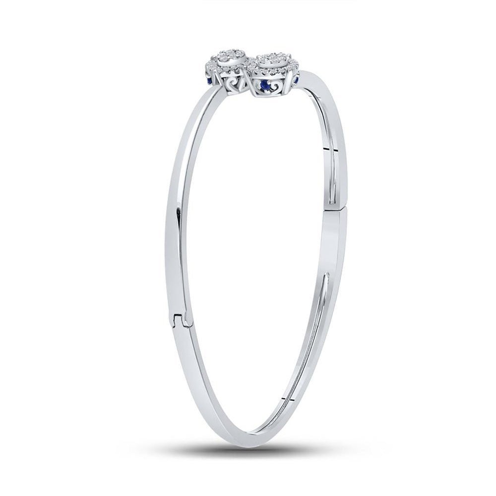 14kt White Gold Diamond and Blue Sapphire Bypass Cluster Bracelet - Splendid Jewellery