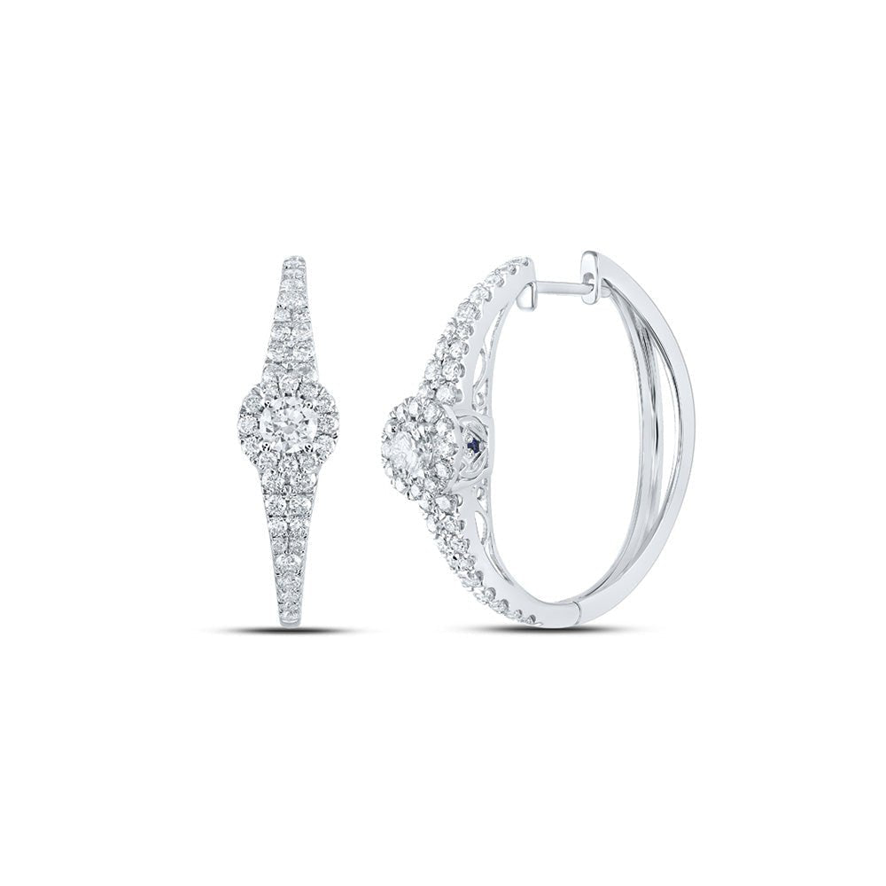 14kt White Gold Diamond and Sapphire Captivating Hoop Earrings - Splendid Jewellery