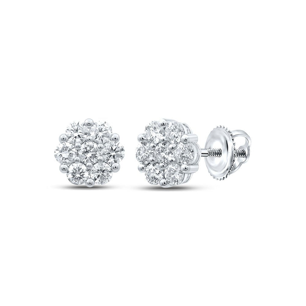14kt White Gold Diamond Blossom Cluster Earrings - Splendid Jewellery