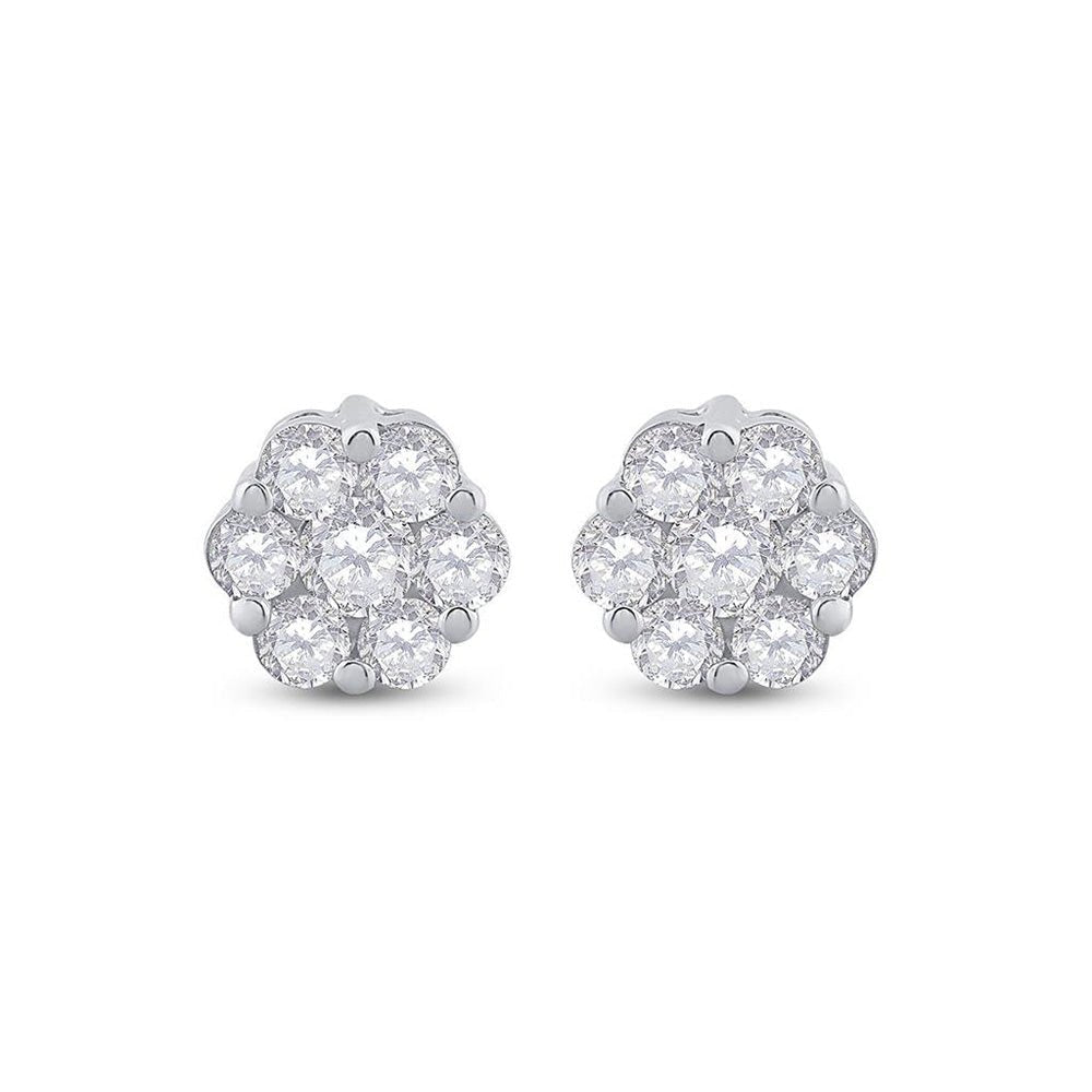 14kt White Gold Diamond Blossom Cluster Earrings - Splendid Jewellery