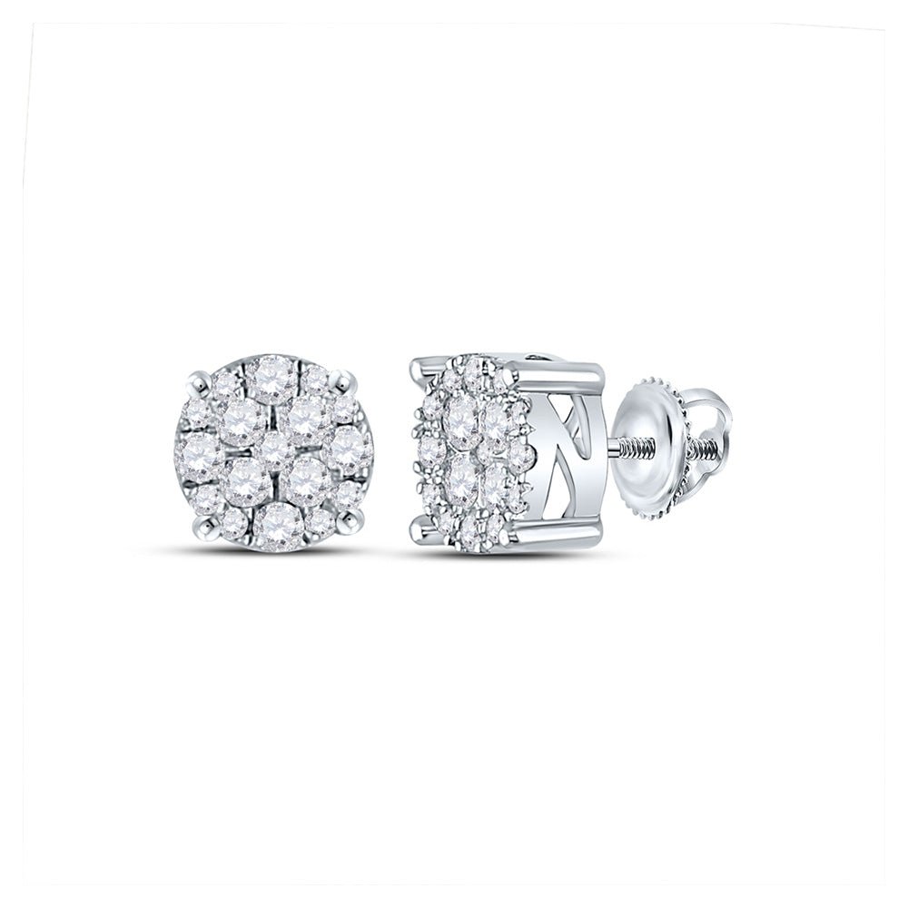 14kt White Gold Diamond Brilliance Cluster Earrings - Splendid Jewellery