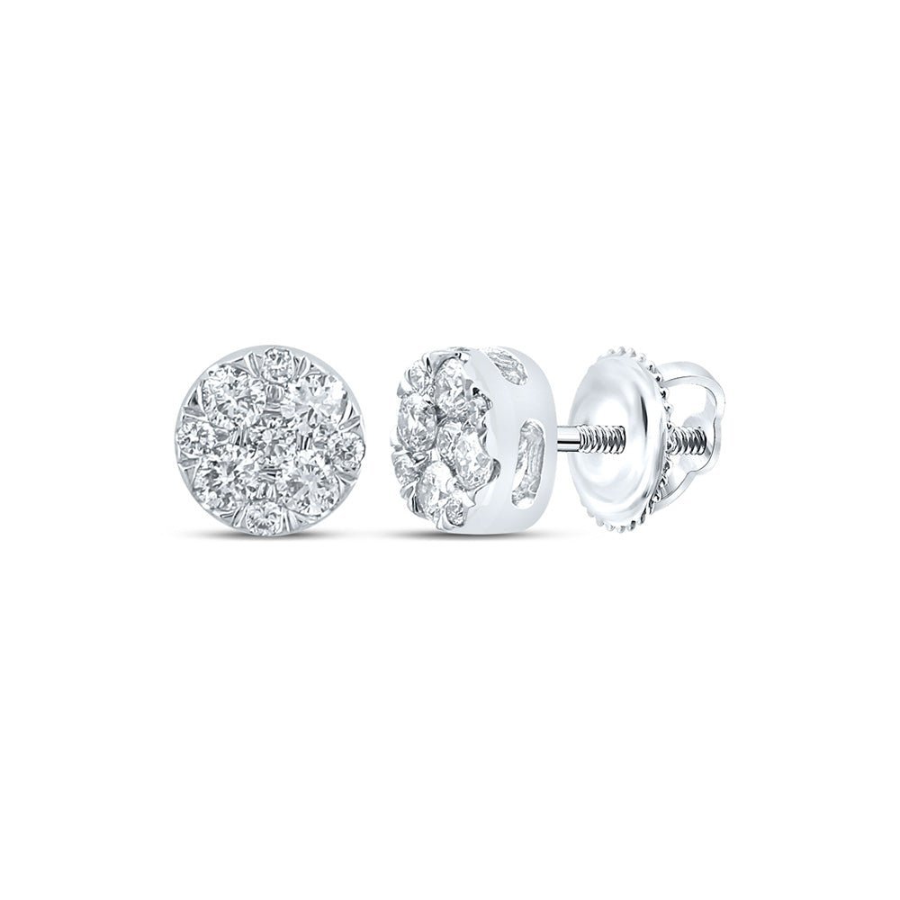 14kt White Gold Diamond Brilliance Cluster Earrings - Splendid Jewellery