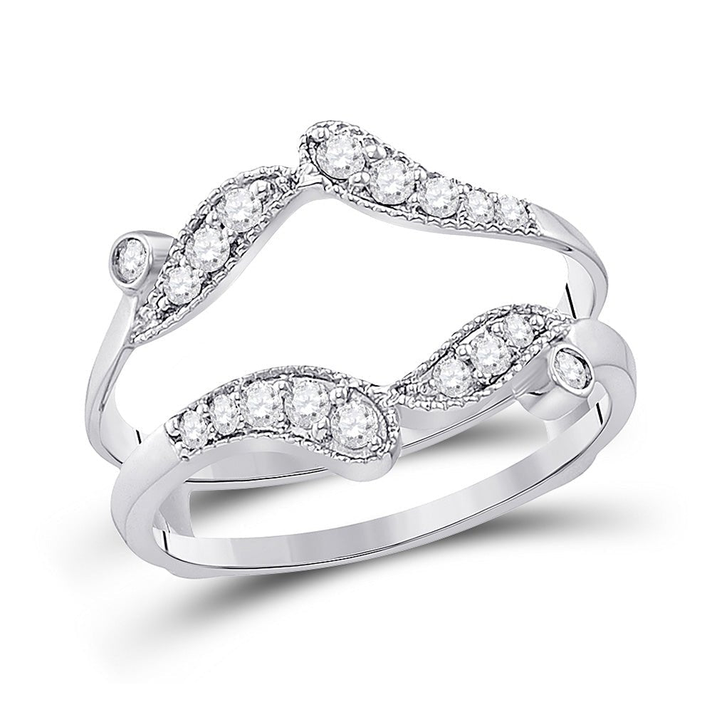 14kt White Gold Diamond Bypass Wrap Ring Guard Enhancer - The Eternal Elegance - Splendid Jewellery