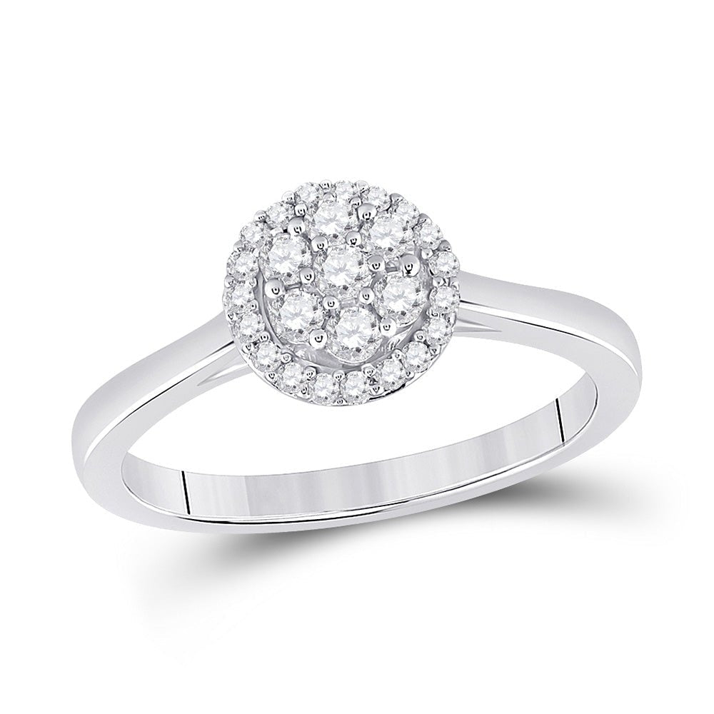 14kt White Gold Diamond Floral Cluster Ring: A Captivating Blossom of Brilliance - Splendid Jewellery