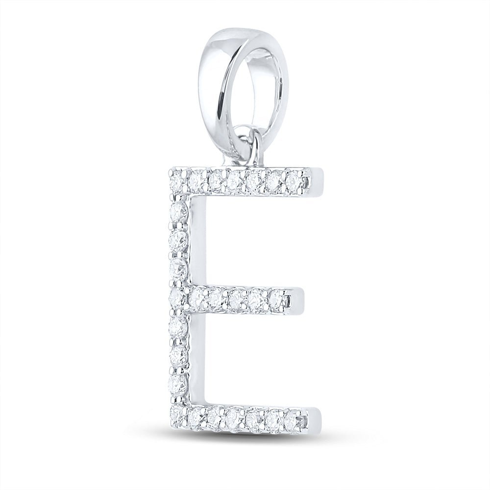 14kt White Gold Diamond Initial Pendant - Personalized E Letter Necklace - Splendid Jewellery