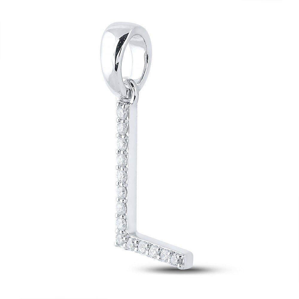 14kt White Gold Diamond Initial Pendant - Sparkling Letter "L" Necklace - Splendid Jewellery