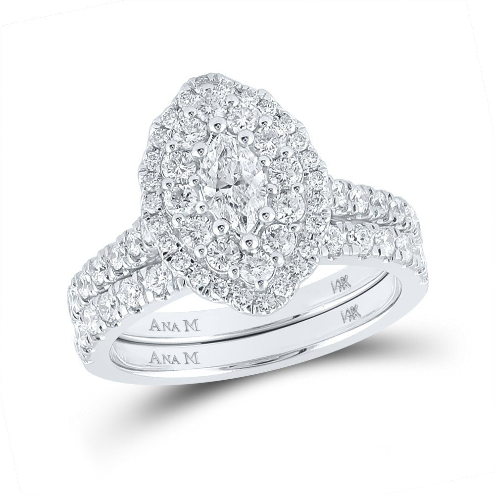 14kt White Gold Majestic Marquise Diamond Bridal Wedding Ring Band Set 1 - 3/8 Cttw - Splendid Jewellery