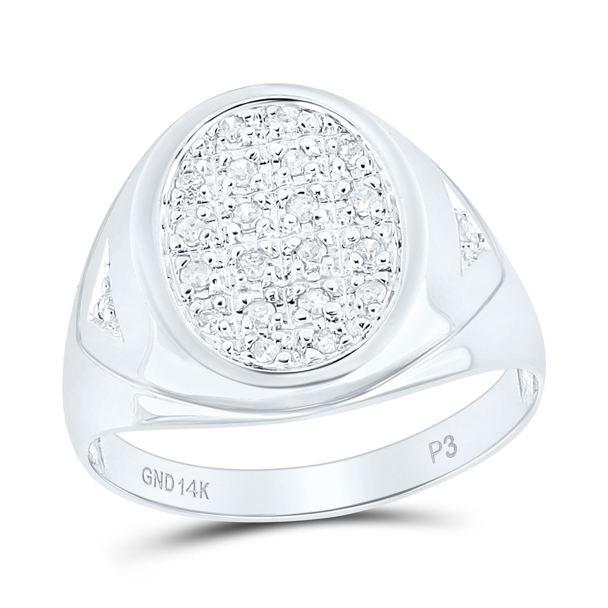 14kt White Gold Men's Oval Cluster Diamond Ring - 1/4 Cttw | Splendid Jewellery - Splendid Jewellery