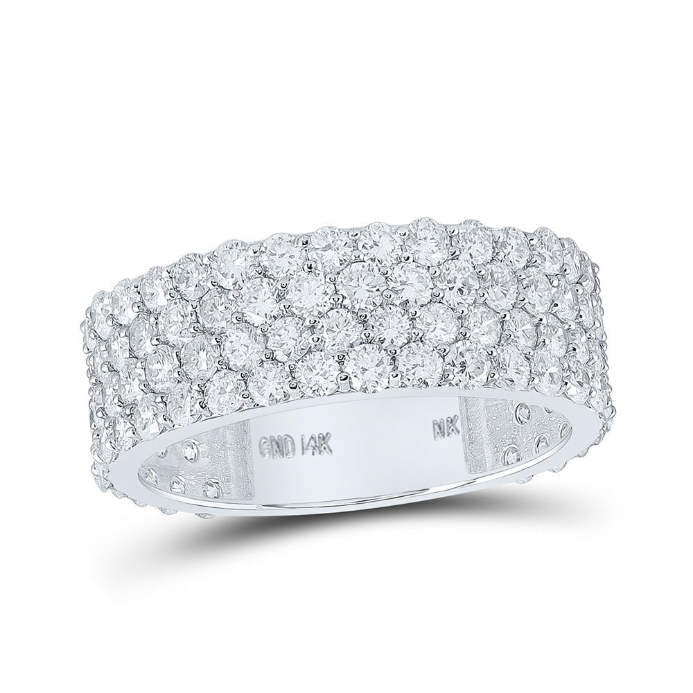 14kt White Gold Men's Round Diamond 4 - Row Pave Band Ring - A Dazzling Statement of Style - Splendid Jewellery