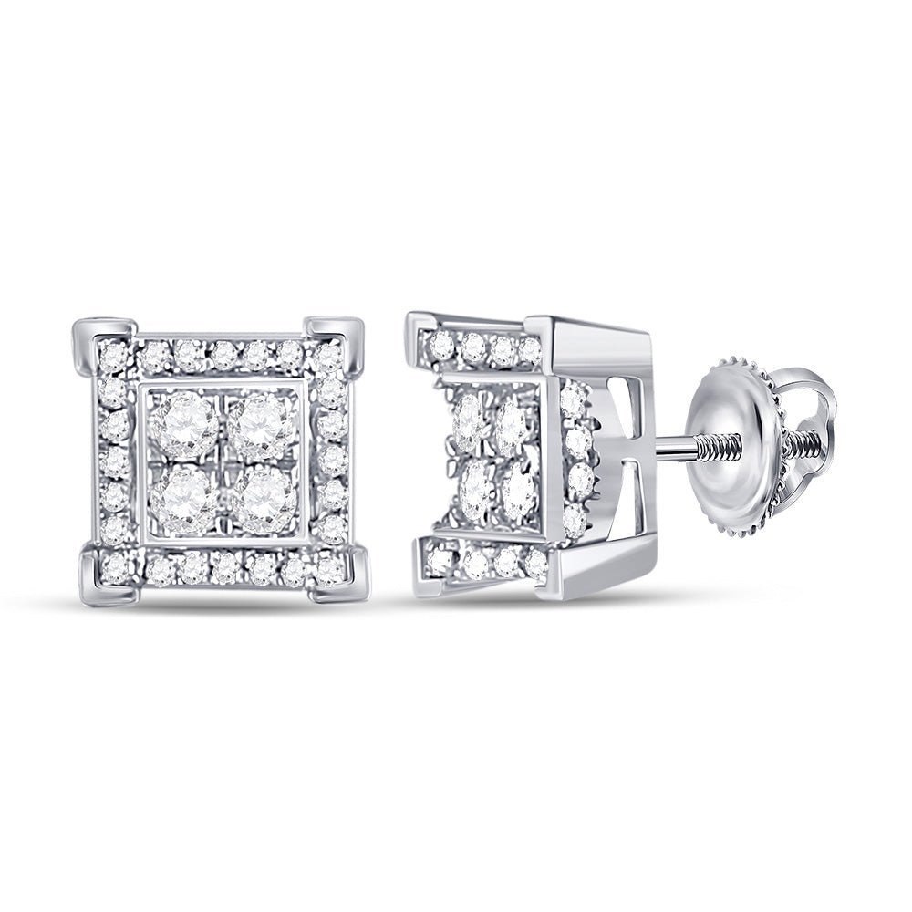14kt White Gold Men's Square Diamond Earrings - 1/3 Cttw | Exquisite Jewellery - Splendid Jewellery
