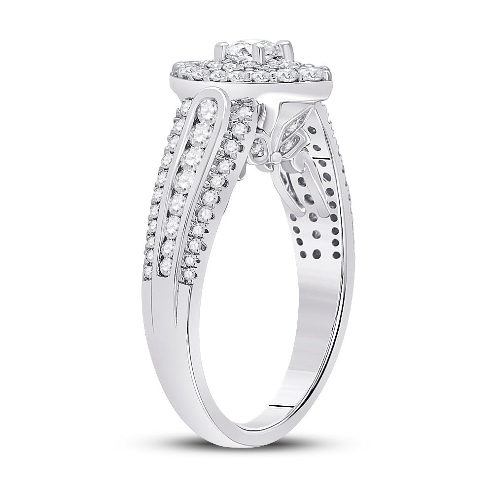14kt White Gold Mesmerizing Diamond Halo Bridal Wedding Engagement Ring 1 Cttw - Splendid Jewellery