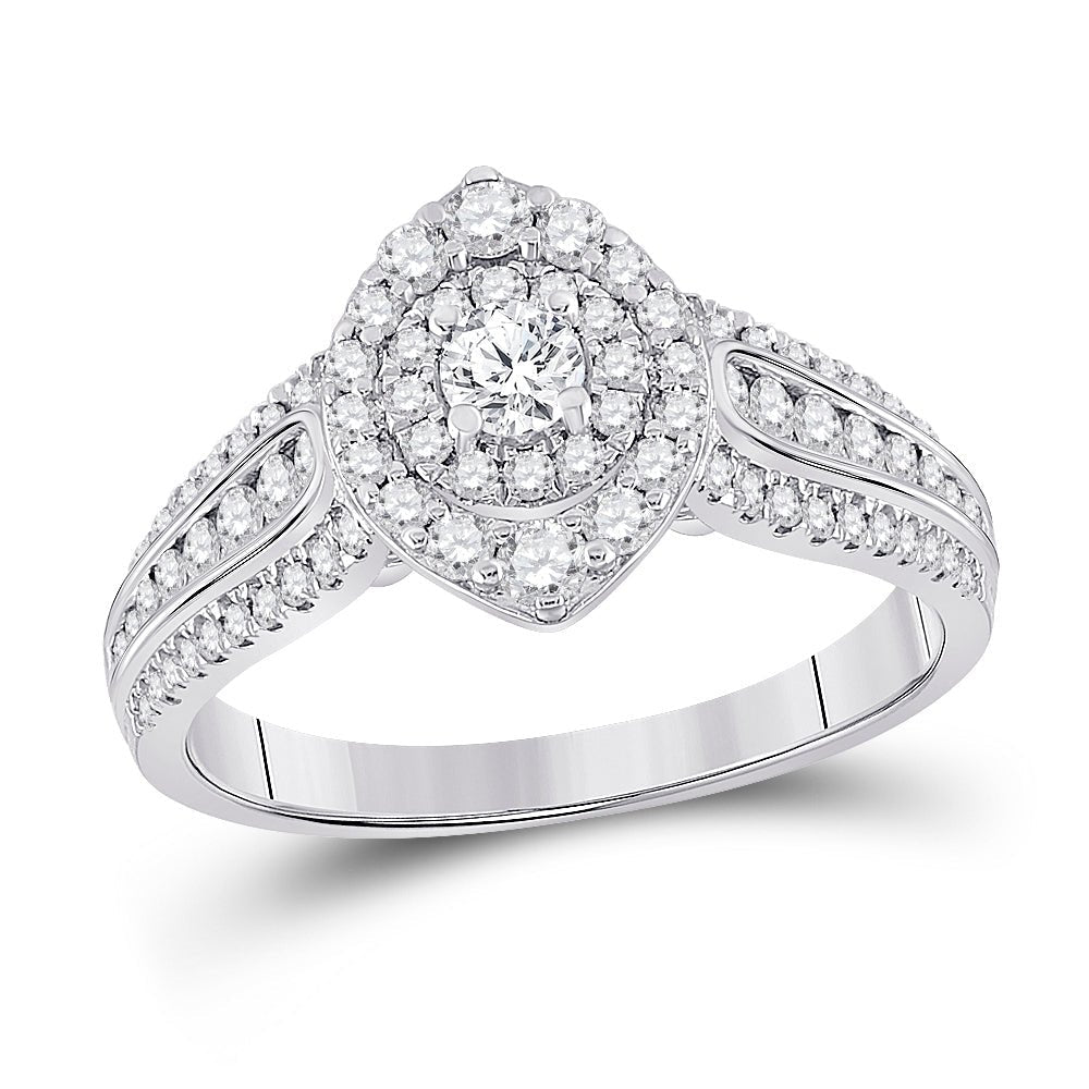 14kt White Gold Mesmerizing Diamond Halo Bridal Wedding Engagement Ring 1 Cttw - Splendid Jewellery