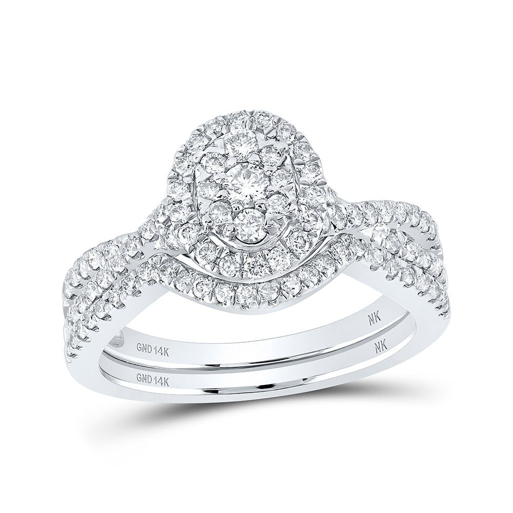 14kt White Gold Oval Diamond Bridal Wedding Ring Set - Eternal Love Collection - Splendid Jewellery