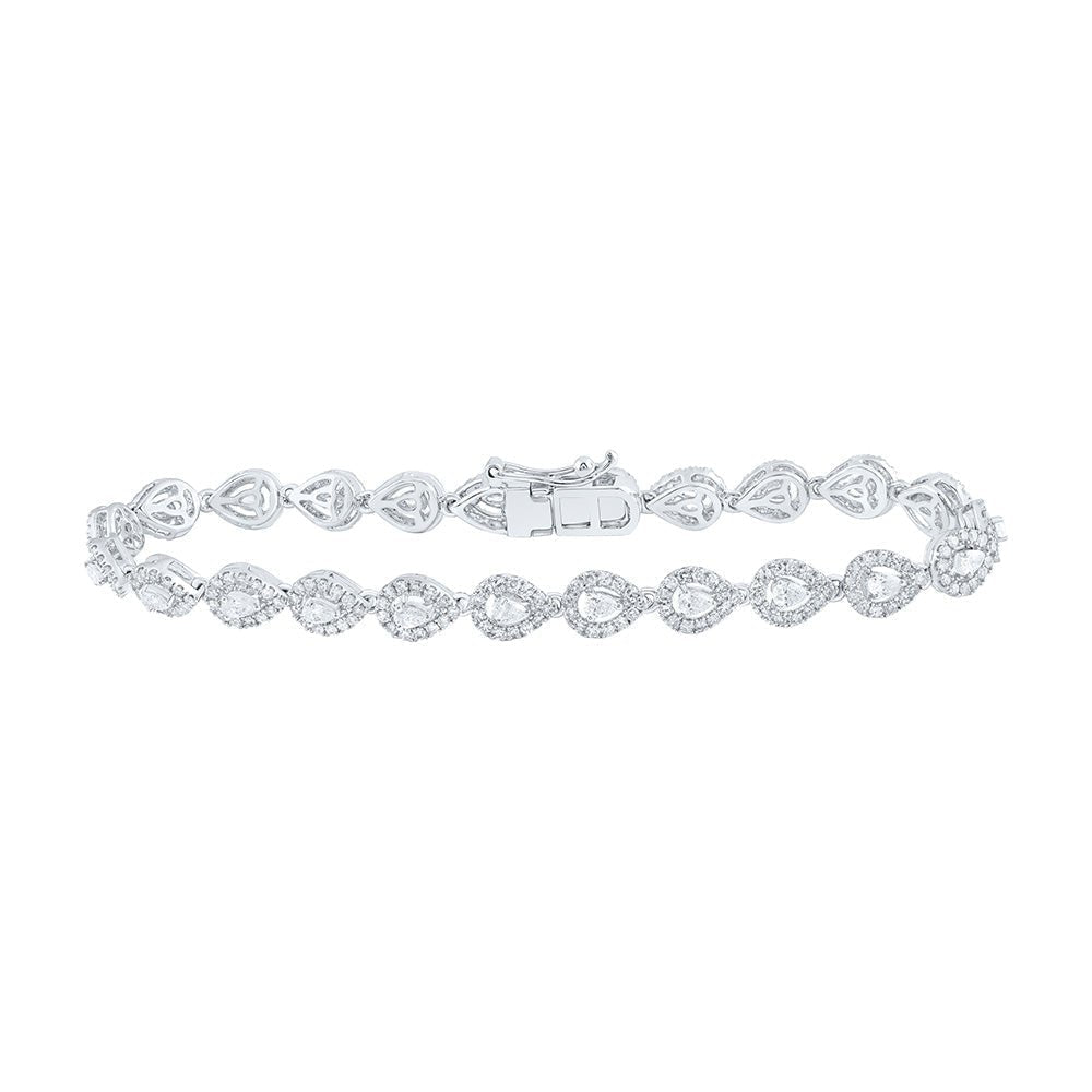 14kt White Gold Pear Diamond Fashion Bracelet - 3 Carat Total Weight - Splendid Jewellery - Splendid Jewellery