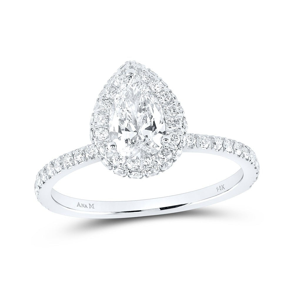 14kt White Gold Pear Diamond Halo Bridal Wedding Engagement Ring 1 - 1/4 Cttw | Radiant Elegance - Splendid Jewellery