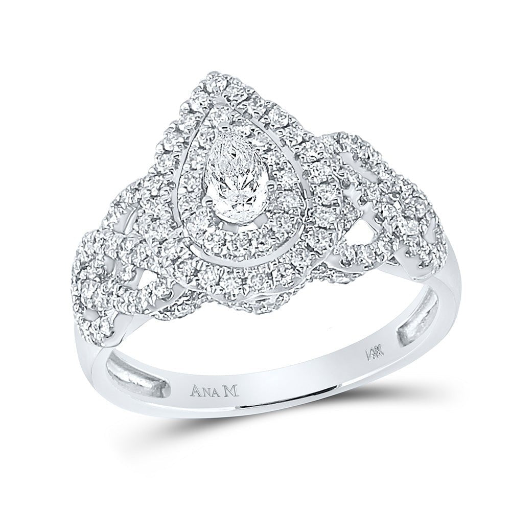 14kt White Gold Pear Diamond Solitaire Bridal Wedding Engagement Ring 1 Cttw | Eternal Love Brilliance - Splendid Jewellery