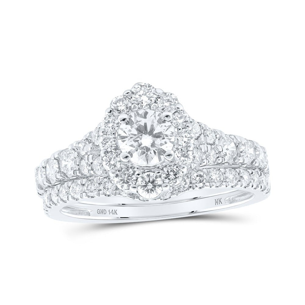 14kt White Gold Princess Diamond Halo Bridal Wedding Ring Band Set 1 - 1/2 Cttw | Radiant Love Collection - Splendid Jewellery