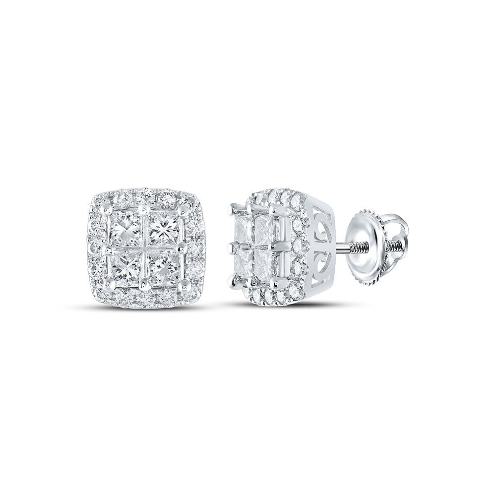 14kt White Gold Princess Diamond Square Earrings - Timeless Elegance and Dazzling Brilliance - Splendid Jewellery