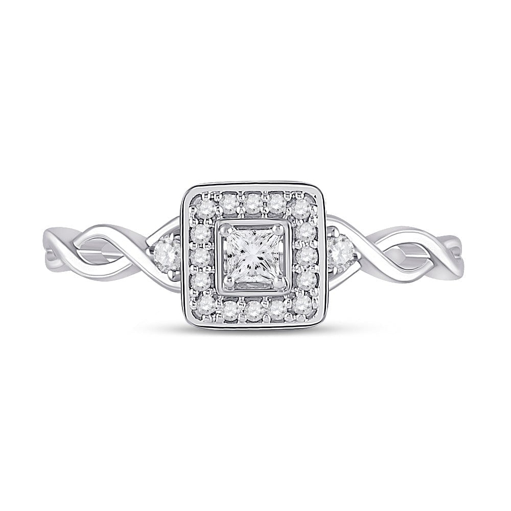 14kt White Gold Princess Diamond Square Promise Ring - Splendid Jewellery
