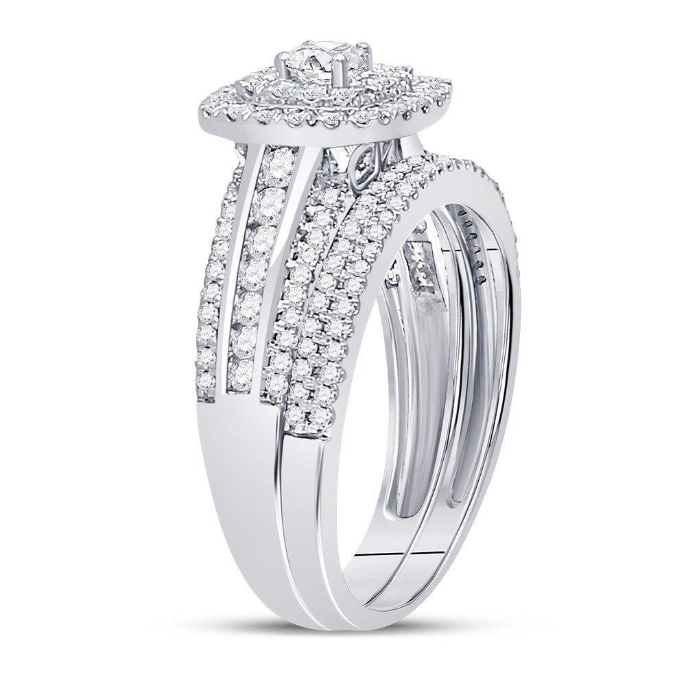 14kt White Gold Radiant Brilliance Bridal Wedding Ring Band Set - Splendid Jewellery
