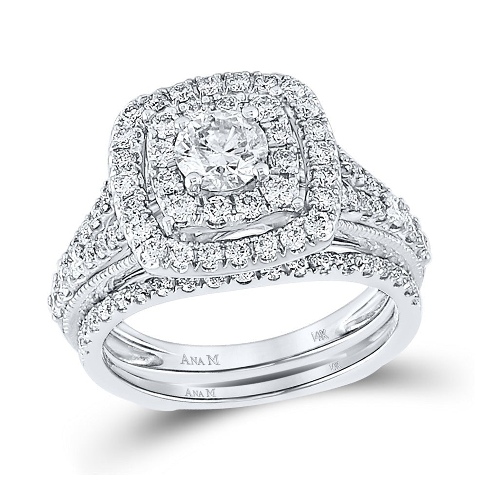 14kt White Gold Radiant Brilliance Wedding Ring Band Set - Splendid Jewellery