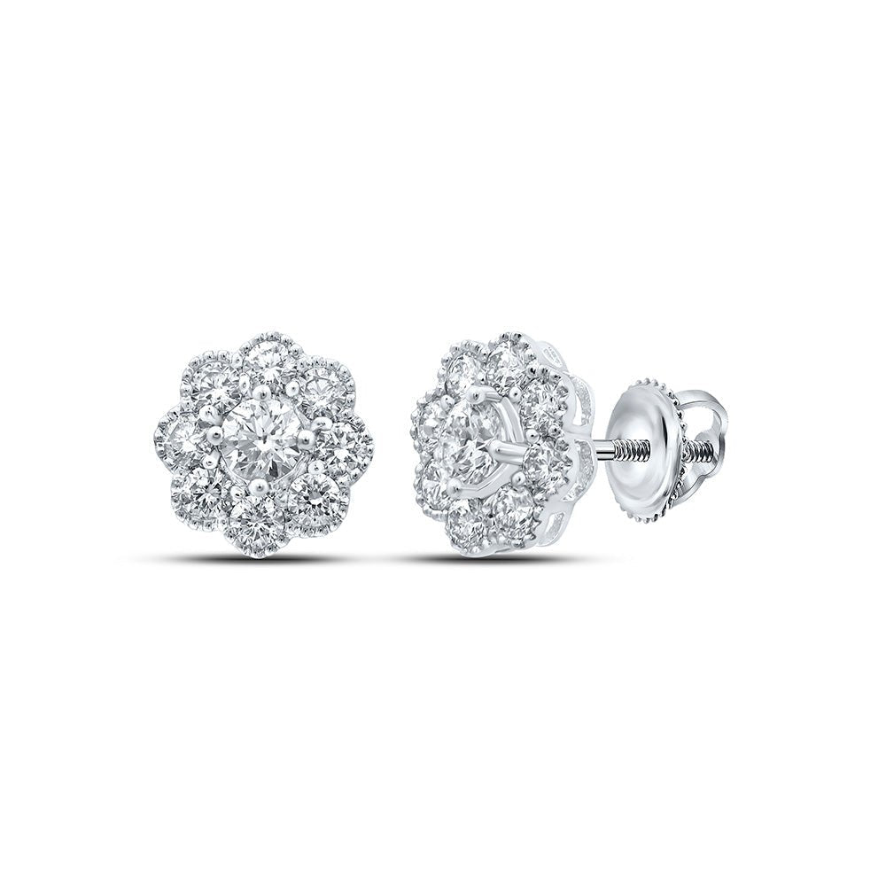 14kt White Gold Radiant Diamond Blossom Earrings - Splendid Jewellery