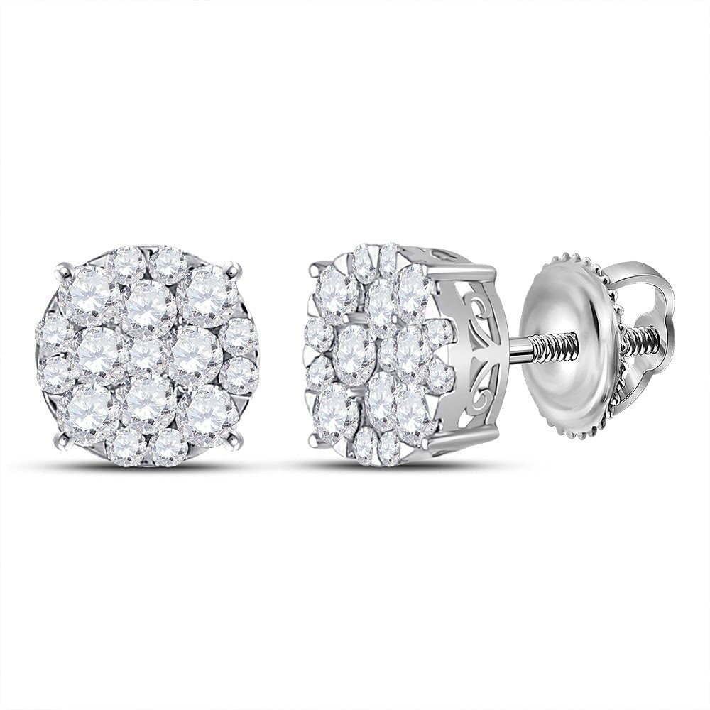 14kt White Gold Radiant Diamond Cluster Earrings - A Dazzling Masterpiece - Splendid Jewellery
