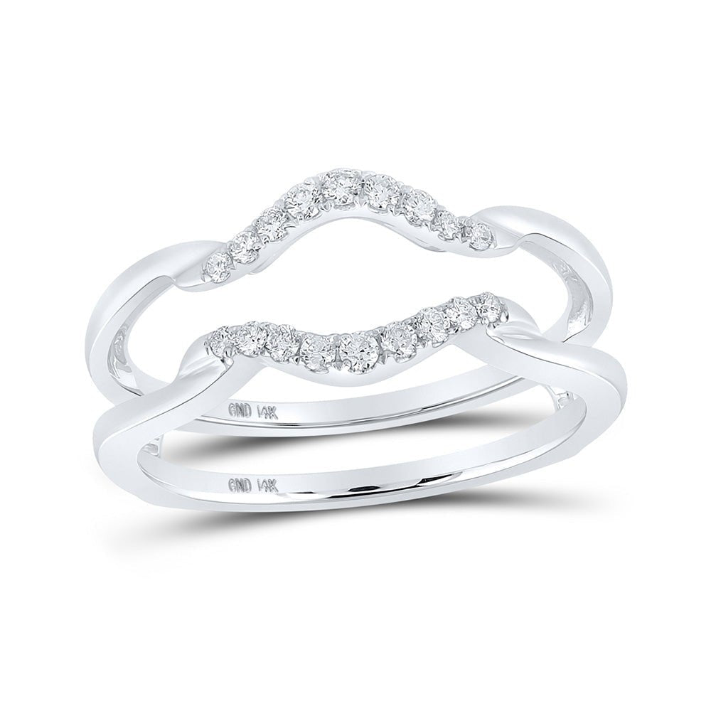 14kt White Gold Radiant Diamond Wrap Enhancer Wedding Band 1/5 Cttw - Splendid Jewellery