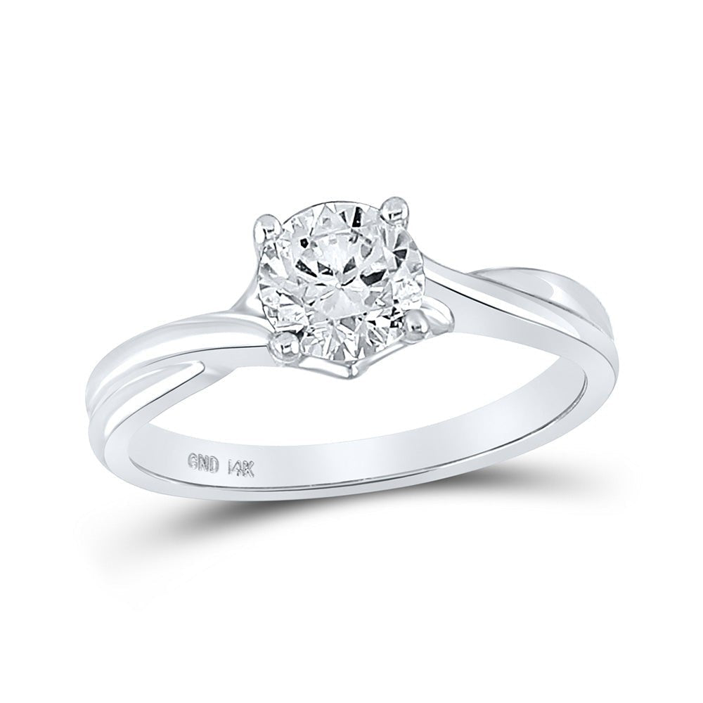 14kt White Gold Radiant Love Diamond Solitaire Bridal Wedding Engagement Ring 1/2 Cttw - Splendid Jewellery