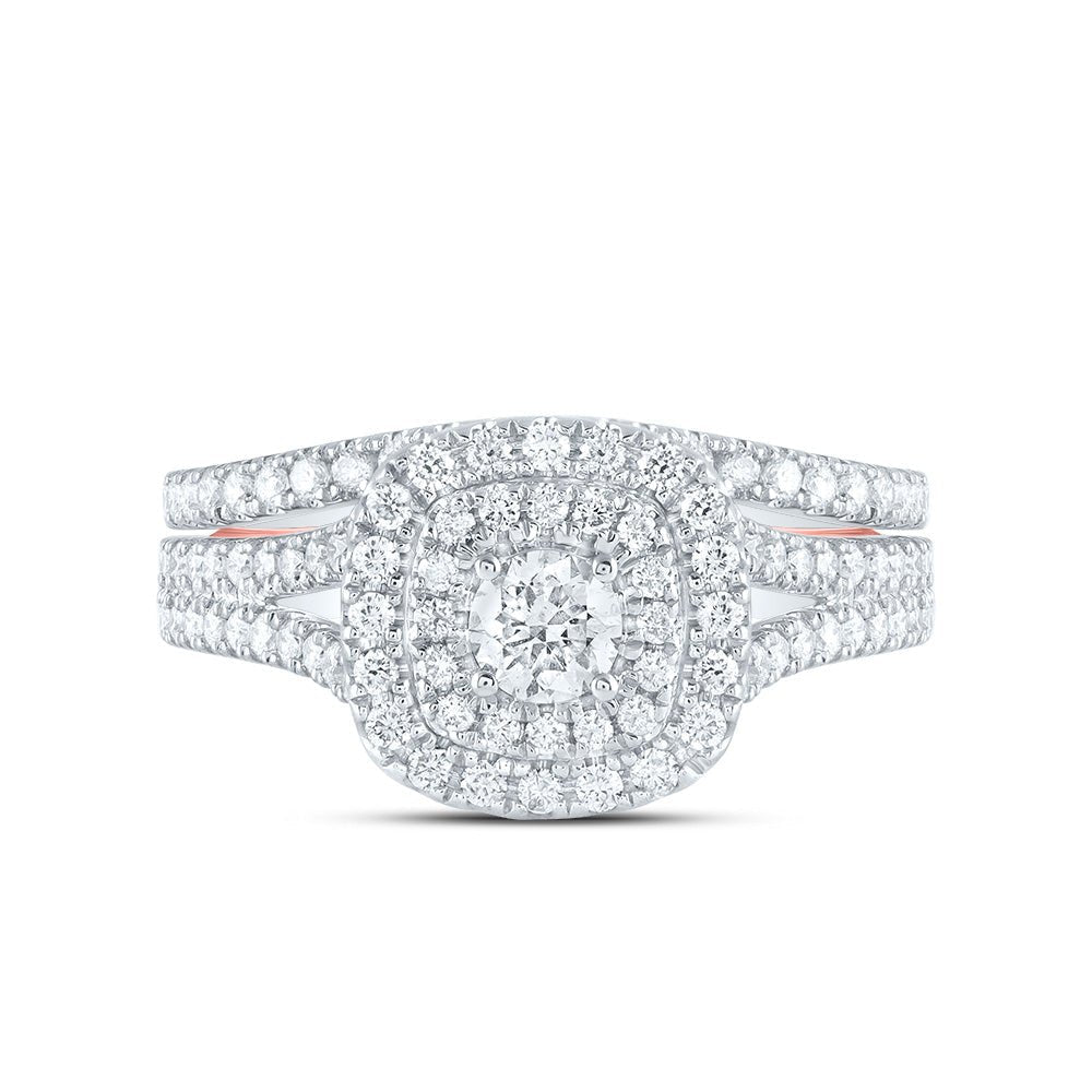 14kt White Gold Radiant Sparkle Bridal Wedding Ring Band Set - Splendid Jewellery