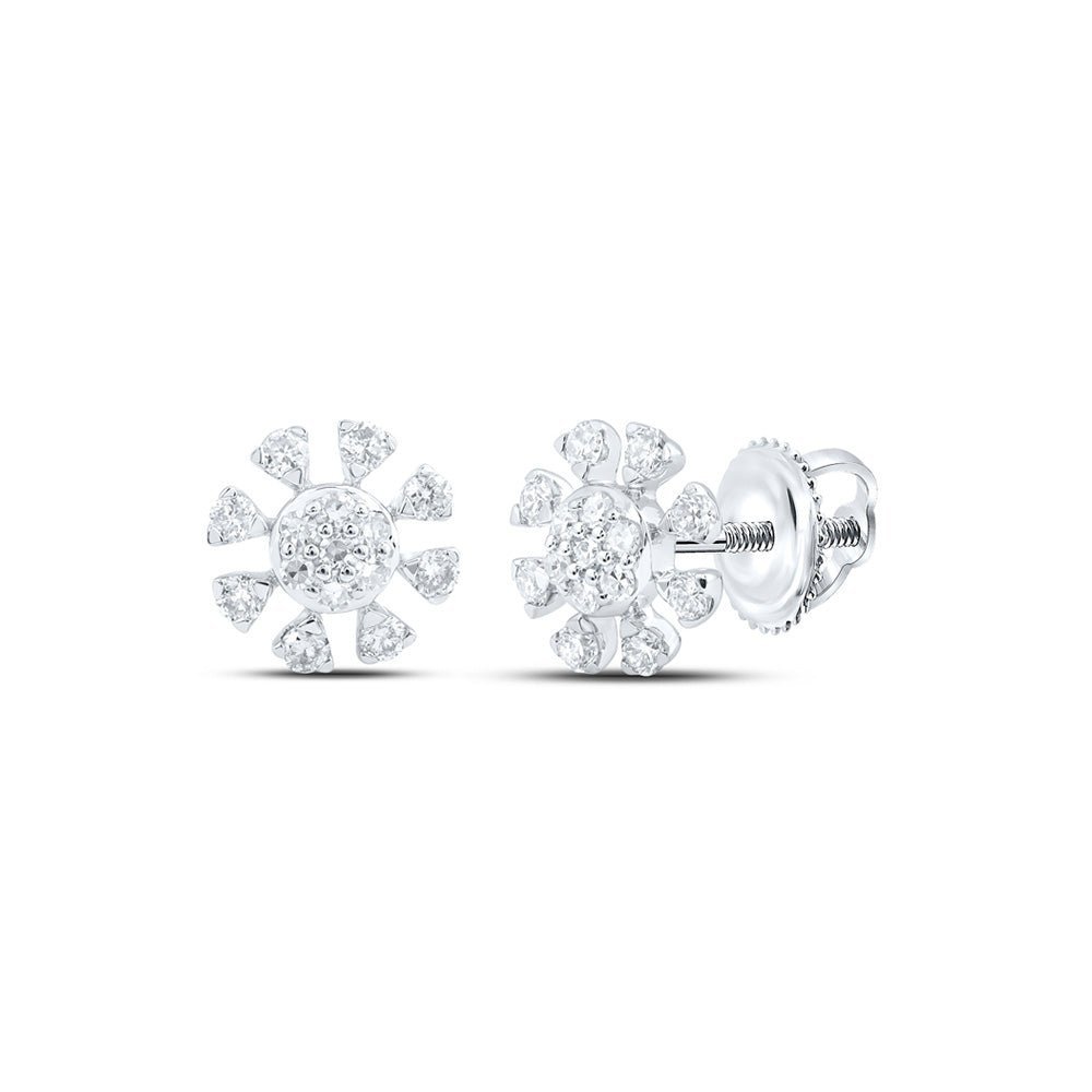 14kt White Gold Sparkling Diamond Cluster Earrings - Splendid Jewellery