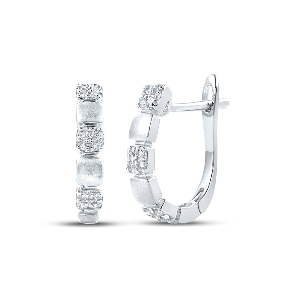 14kt White Gold Sparkling Diamond Hoop Earrings - Splendid Jewellery