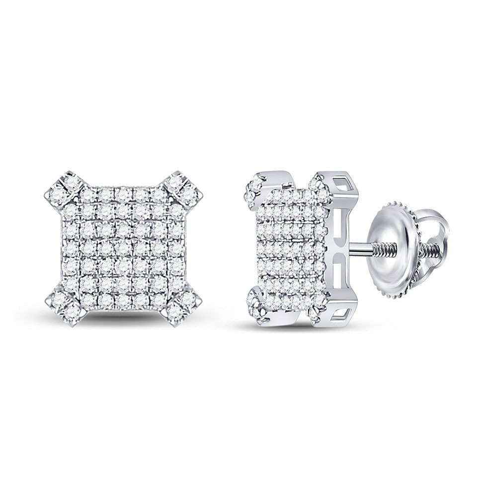 14kt White Gold Square Diamond Earrings - Exquisite Men's Jewelry - Splendid Jewellery