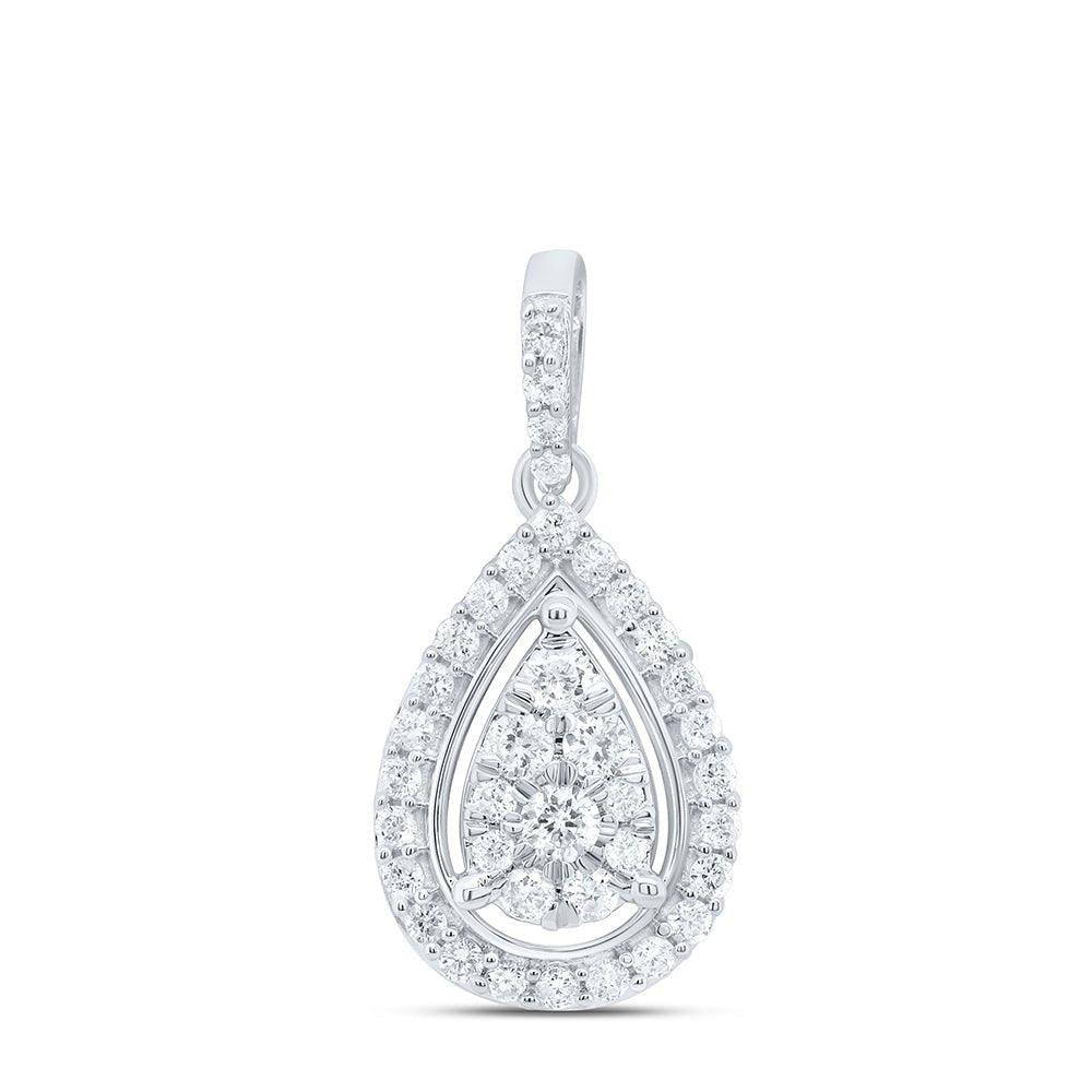 14kt White Gold Teardrop Diamond Pendant - A Timeless Treasure of Elegance and Brilliance - Splendid Jewellery