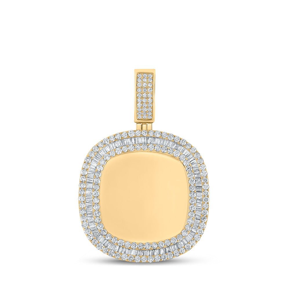 14kt Yellow Gold Baguette and Round Diamond Picture Memory Charm Pendant - 4 Ct.t.w. - Splendid Jewellery