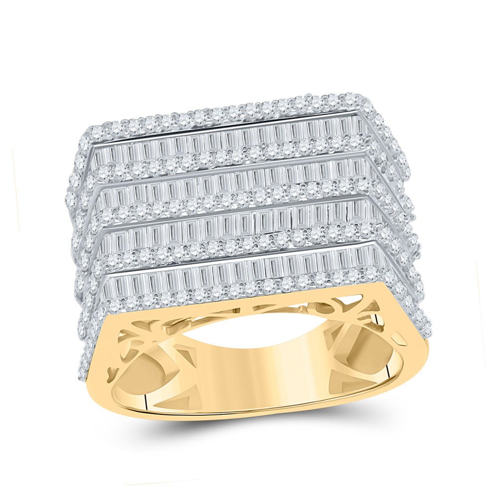 14kt Yellow Gold Baguette Diamond Big Look Band Ring - 3 Cttw - Splendid Jewellery