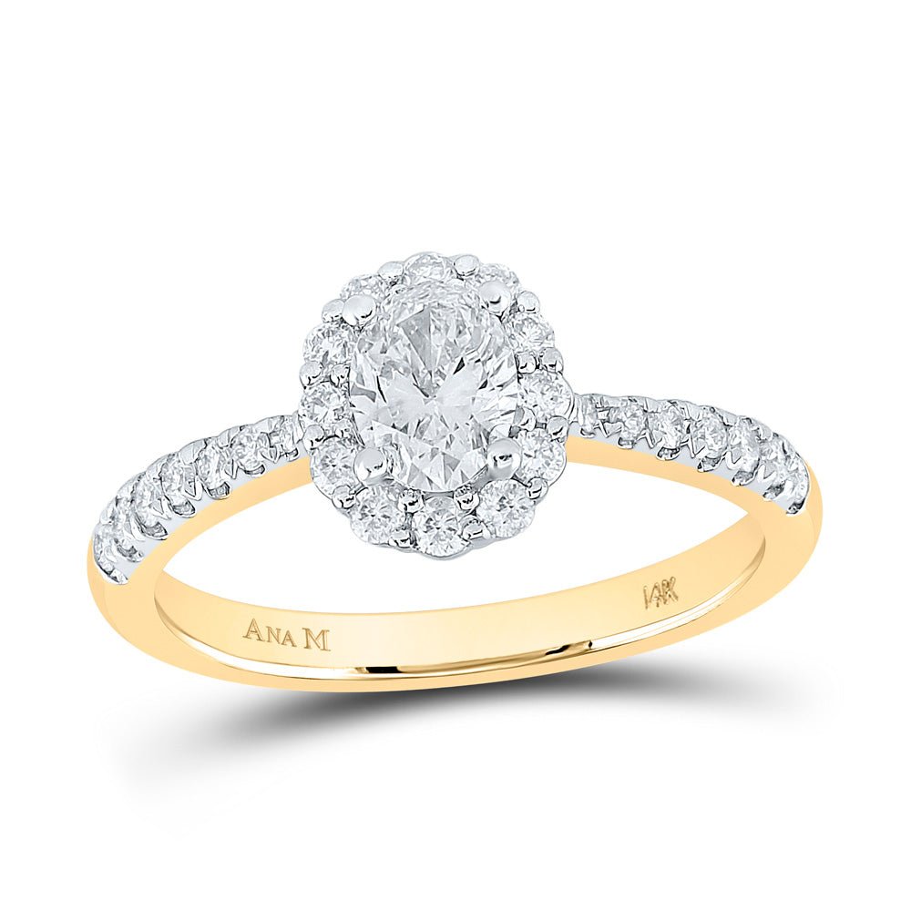 14kt Yellow Gold Enchanting Oval Diamond Halo Bridal Wedding Engagement Ring 7/8 Cttw - Splendid Jewellery