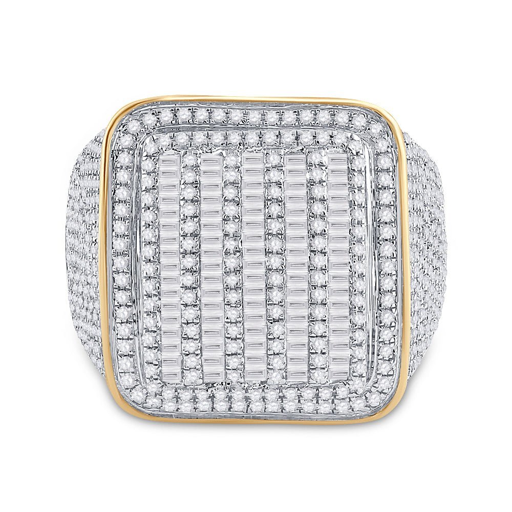 14kt Yellow Gold Men's Baguette Diamond Square Ring - Exquisite Brilliance - Splendid Jewellery