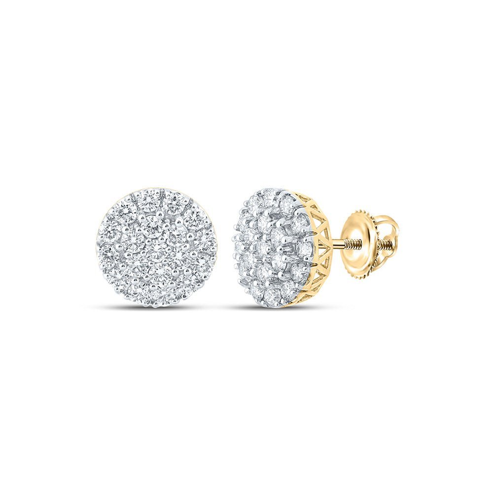 14kt Yellow Gold Men's Diamond Cluster Earrings - 1 - 5/8 Cttw | Exquisite Brilliance - Splendid Jewellery