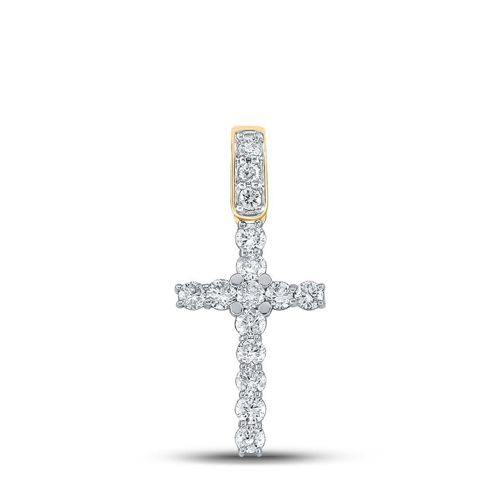 14kt Yellow Gold Men's Diamond Cross Charm Pendant - 3/4 Cttw - Splendid Jewellery - Splendid Jewellery