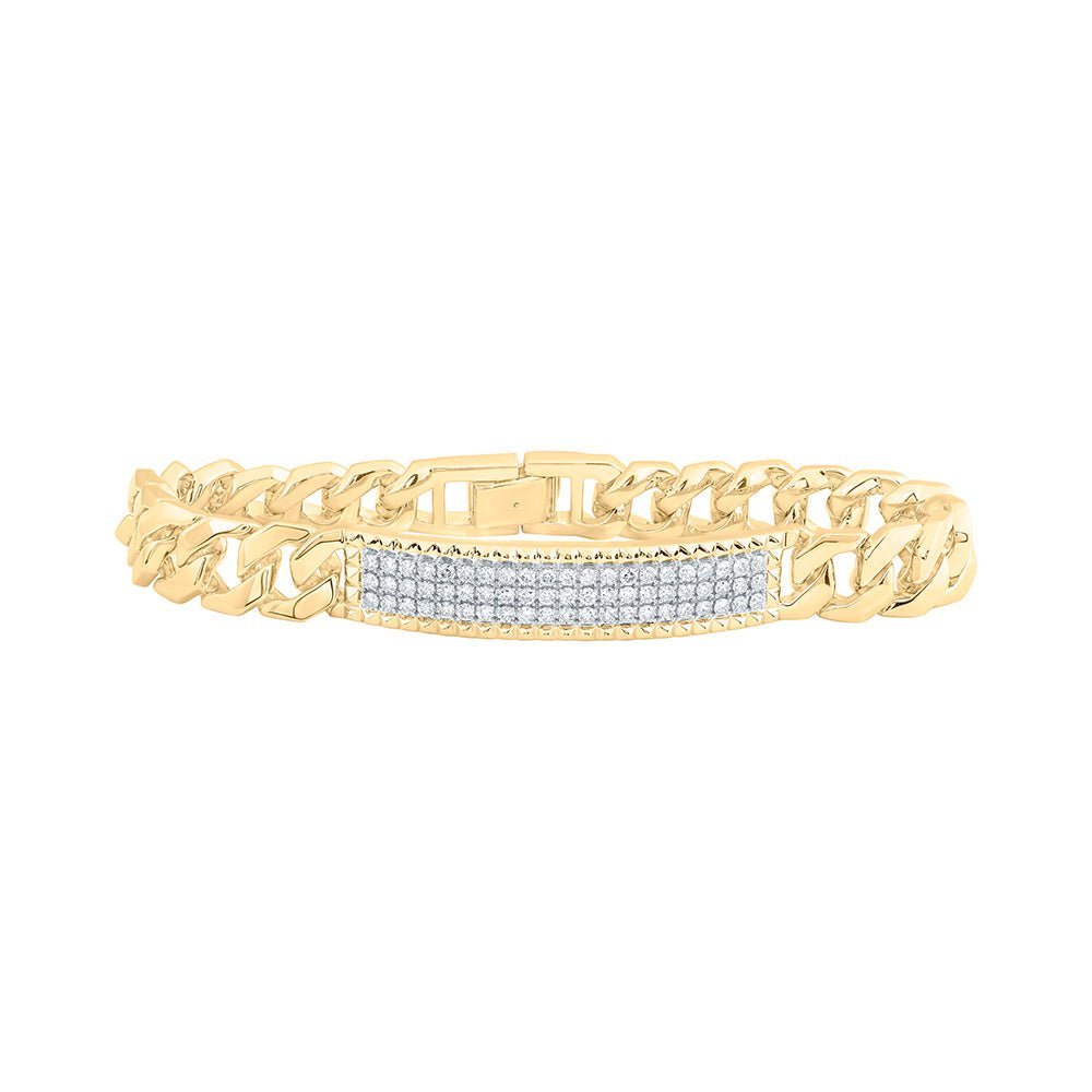 14kt Yellow Gold Men's Diamond Cuban Link Bracelet - 1.5 Ct.t.w. - Splendid Jewellery