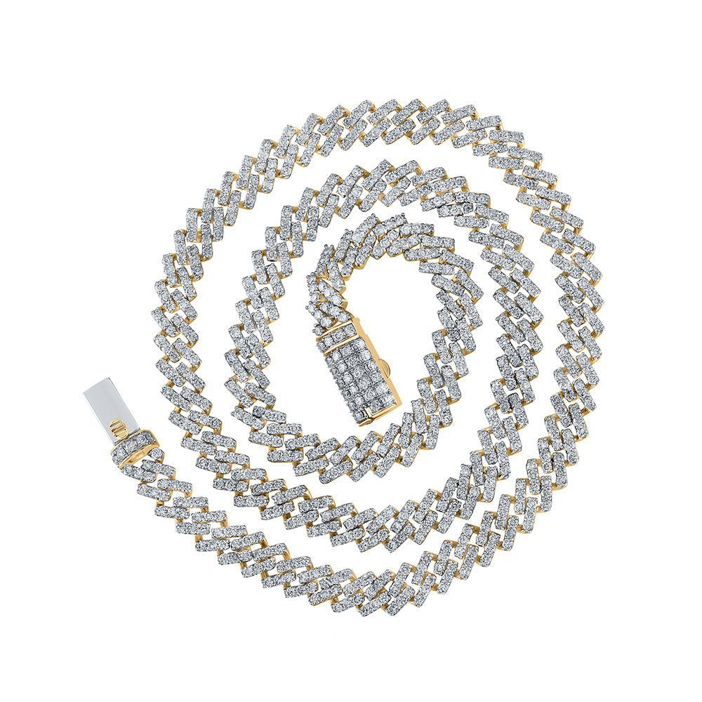14kt Yellow Gold Men's Round Diamond 22 - inch Cuban Link Chain Necklace - A Dazzling Statement Piece - Splendid Jewellery