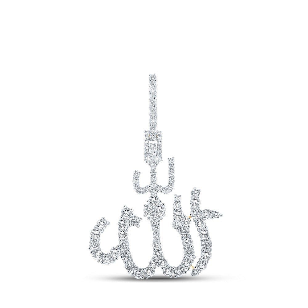 14kt Yellow Gold Men's Round Diamond Allah Islam Charm Pendant - 2 Cttw - Splendid Jewellery