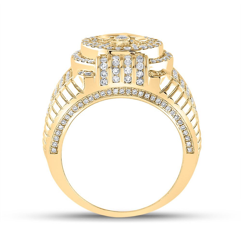 14kt Yellow Gold Men's Round Diamond Anchor Fashion Ring - A Captivating Statement Piece - Splendid Jewellery