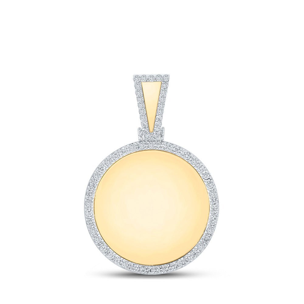 14kt Yellow Gold Men's Round Diamond Circle Charm Pendant - 7/8 Cttw - Splendid Jewellery
