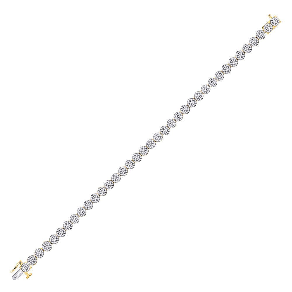 14kt Yellow Gold Men's Round Diamond Cluster Bracelet - 2 Cttw | Exquisite Jewelry - Splendid Jewellery